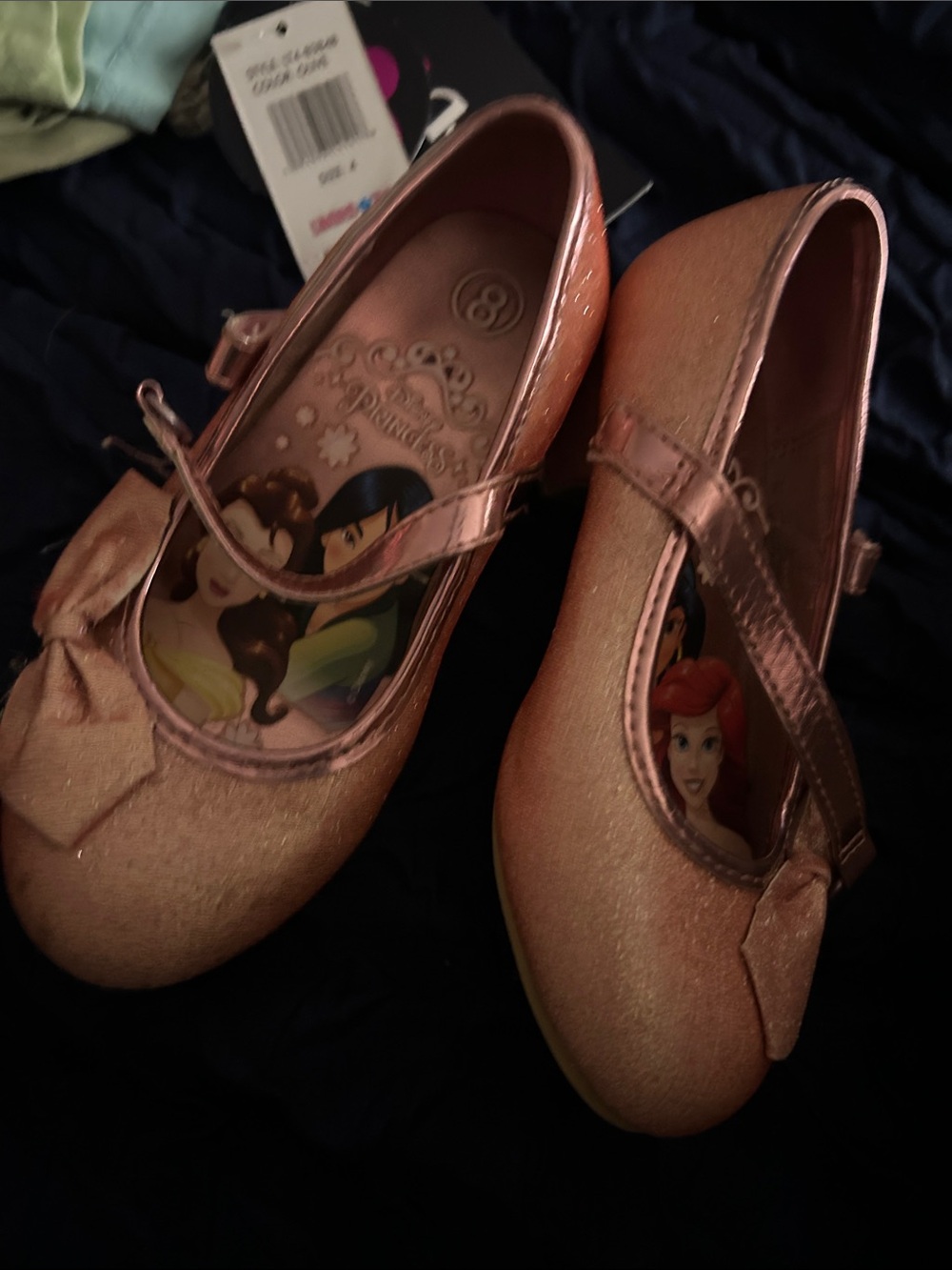 Disney Girls Metallic Rose Gold Princess Mary Jane Shoes